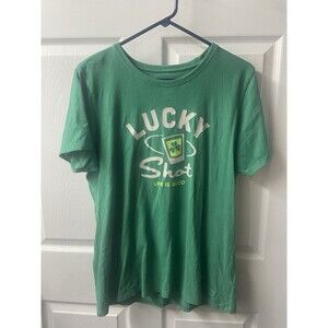 Life is Good Crusher Tee Womens Large Green Lucky Shot T-shirt Short Sleeved